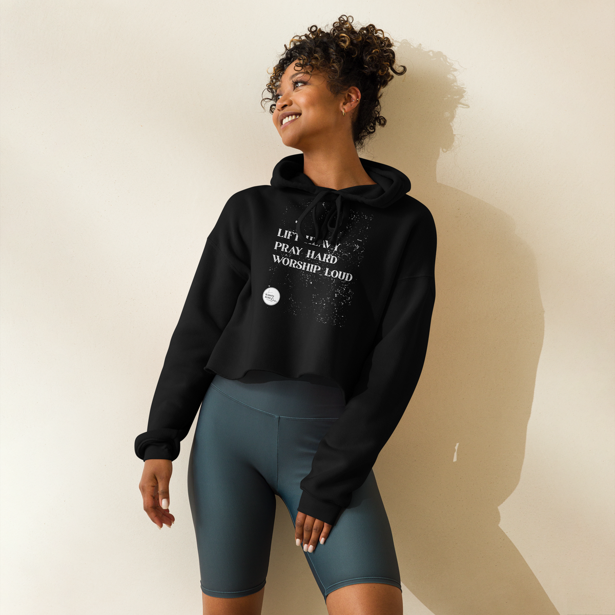 Lift Heavy, Pray Hard, Worship Loud Crop Hoodie