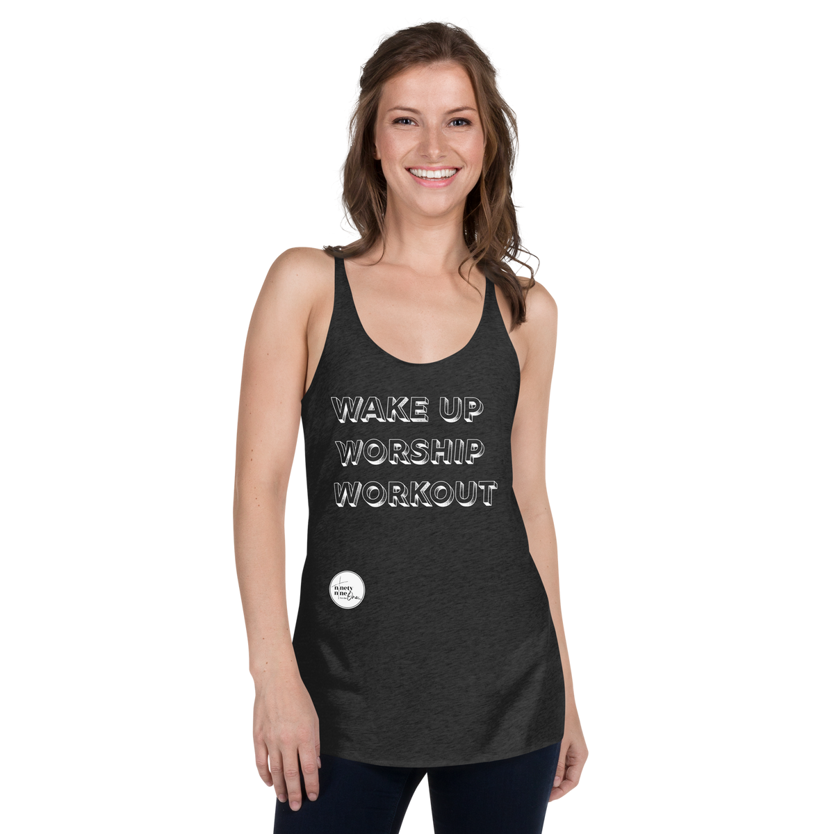 Wake Up, Worship, Workout Women's Racerback Tank